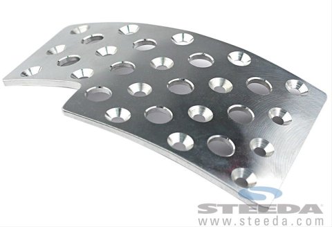 Steeda Ford Mustang Pedal Covers for 2015-2021 MUSTANG - 555-1273 Pad, Heel/Toe Gas, Billet Aluminum, Polished, Mustang, EcoBoost, GT, V6, Each