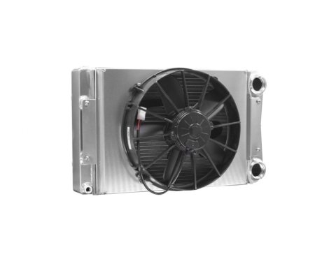 PWR North America Drag Race Radiators 942-00000 Radiator, Race, Scirocco, Crossflow, Aluminum, Closed, Spal Fan, 12 in. Diameter, Universal, Each