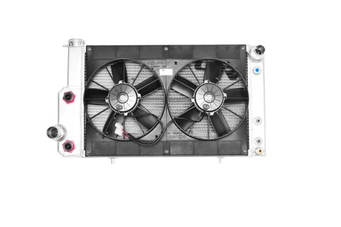 PWR North America OE Fit Radiator Modules for 1967-1970 MUSTANG - 15-10554 Radiator, Fit, Cross Flow, Aluminum, Natural, Dual Spal Fans, 12 in. Diameter, Engine Oil/Power Steering Cooler, Ford, Kit