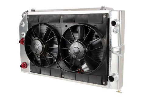 PWR North America OE Fit Radiator Modules for 1970-1981 CAMARO, FIREBIRD - 15-11054 Radiator, Fit, Cross Flow, Aluminum, Natural, Dual Spal Fans, 13 in. Diameter, LS Engine, Engine Oil/Power Steering Cooler, Chevrolet, Pontiac, Kit