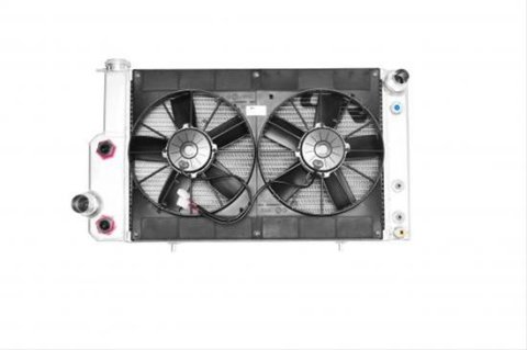 PWR North America OE Fit Radiator Modules for 1967-1970 MUSTANG - 15-11553 Radiator, Fit, Cross Flow, Aluminum, Natural, Dual Spal Fans, 12 in. Diameter, Engine Oil Cooler, 5.0L Coyote, Ford, Kit