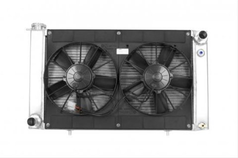 PWR North America OE Fit Radiator Modules for 1967-1970 MUSTANG - 15-11551 Radiator, Fit, Cross Flow, Aluminum, Natural, Dual Spal Fans, 12 in. Diameter, Transmission Cooler, 5.0L Coyote, Ford, Kit