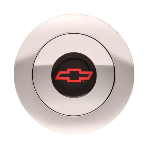 GT Performance GT-9 Large Horn Buttons 11-1162 Button, Large, GT-9, Billet Aluminum, Polished, Chevy Bowtie Colored Emblem, Performance, 3 in. Button Diameter, 4.5 in. Overall Diameter,Each