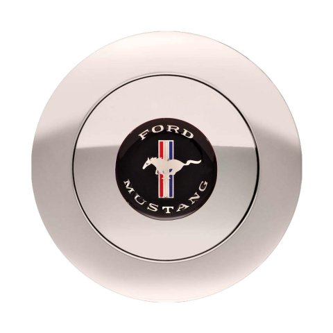 GT Performance GT-9 Large Horn Buttons 11-1165 Button, GT-9, Large, Billet Aluminum, Polished, Ford Mustang Running Pony Logo, 3 in. Button Diameter, 4.5 in. Overall Diameter, Each