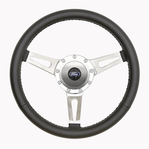 GT Performance GT-9 Retro Cobra Aluminum Steering Wheels 38-4245 Wheel, Cobra, Leather, Black, Billet Spoke, Polished, 14.750 in. Diameter, 1.750 in. Dish, Each