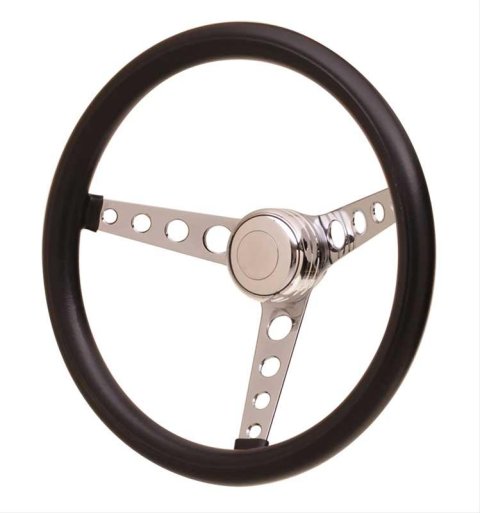 GT Performance GT-3 Classic Foam Steering Wheels 14-4331 Wheel, Classic, 3-Spoke, Steel, Chrome, Black Grip, 14.5 in. Diameter, 3-Bolt Mount, Each