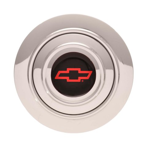 GT Performance GT-9 Banjo-Style Horn Buttons 11-1242 Button, Banjo-Style, Polished Billet Aluminum, Chevrolet Bowtie Colored Emblem, Performance, Each