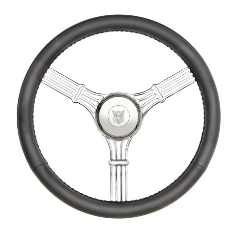 GT Performance GT-3 Gasser Banjo-Style Steering Wheels 21-5645 Wheel, Banjo Style, Leather, Black, Billet Aluminum Spoke, Polished, 15 in. Diameter, Flat Dish, Each