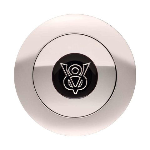GT Performance GT-9 Large Horn Buttons 11-1163 Button, Large, GT-9, Billet Aluminum, Polished, V8 Colored Emblem, Performance, 3 in. Button Diameter, 4.5 in. Overall Diameter, Each