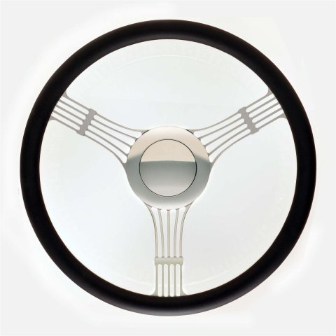 GT Performance GT-9 Retro Banjo Steering Wheels 21-4245 Wheel, Banjo, Black Leather Grip, Polished Aluminum Spokes, 15.50 in. Dia., 9-Bolt, Each