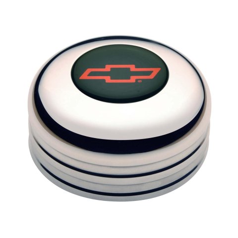 GT Performance GT-3 Standard Horn Buttons 11-1022 Button, Standard, Billet Aluminum, Polished, Chevrolet Bowtie Colored Emblem, Each