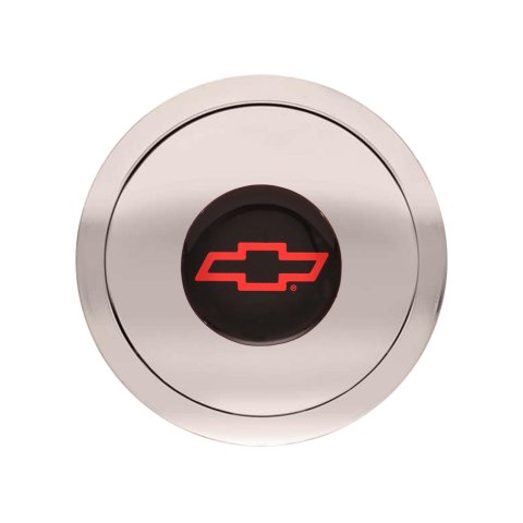 GT Performance GT-9 Small Horn Buttons 11-1122 Button, Small, GT-9, Billet Aluminum, Polished, Chevy Bowtie Colored Emblem, Performance, 3 in. Button Diameter, 3.5 in. Overall Diameter,Each