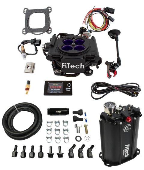 FiTech MeanStreet EFI 800 HP Fuel Injection Systems with Force 35208 System, Mean Street Self Tuning, Throttle Body, Satin Black, System, Kit