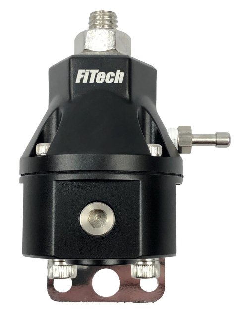 FiTech Go Fuel Pressure Regulators 54001 Regulator, 30-70 PSI, Return, -6 AN, Boost Vacuum Port, Gauge, Billet Aluminum, Black, Each