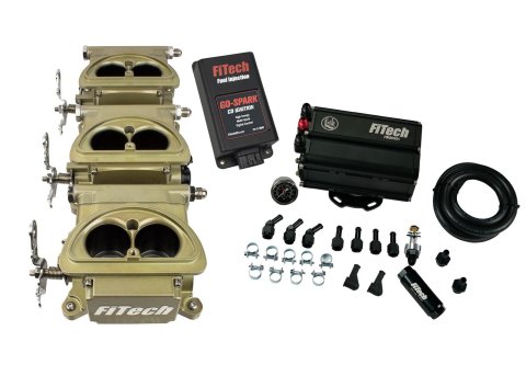 FiTech Go EFI 3x2 Tri-Power 600 HP System Force Fuel Injection Master Kits 35561 Systems, Tri Power Classic Gold With Mini Delivery Kit