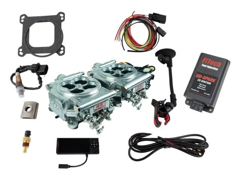 FiTech Go EFI 2x4 PA 1200 HP Fuel Injection Systems 93065 Systems, Bright Aluminum System With Spark CDI Box
