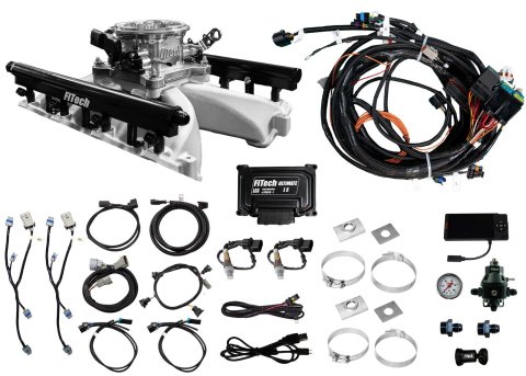 FiTech Ultra Port EFI LS Systems 37016 Fuel Injection Systems, EFI, LS1 Intake Manifold, Brilliant Finish Throttle Body, Gasoline, 750 HP, Chevy, LS, Kit