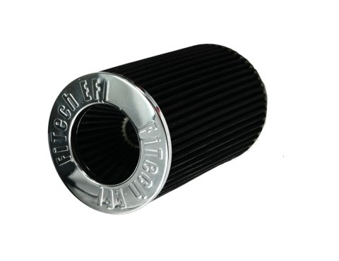 FiTech Cone Style Air Filters 41003 Filter Elements, 4.38 in. Flange, 9.00 in. Length, Dry, Chrome End Cap, LS 102mm Throttle Body, Black, Synthetic, Each