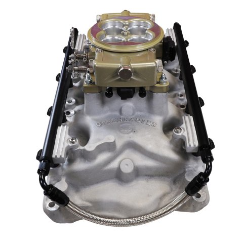 FiTech Ultra Port EFI SBF 351W Systems 30-18-414 Fuel Injection Systems, EFI, Offenhauser VPI, Intake Manifold, Gold Throttle Body, ECM, Gasoline, E85, 1000 HP, Ford, 351W, Kit