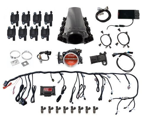FiTech Ultimate LS EFI 500 HP Fuel Injection Systems with Long Runner Cathedral Intake Kits 78007 System, HP, Chevy, LS, Kit