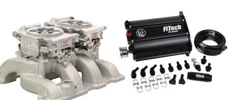 FiTech Go EFI 2x4 625 HP System Force Fuel Injection Master Kits 35261 Systems, Dual-Quad with System, Aluminum Throttle Bodies, Aluminum Finish, 4-Barrel Square Bore, Kit