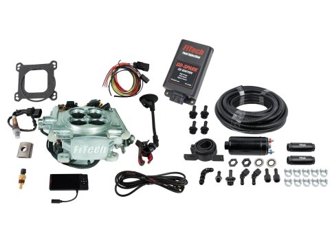 FiTech Go EFI 4 600 HP Fuel Injection Systems with Spark CDI Box 93106 Systems, Power Adder Bright Aluminum System With Inline Delivery Master Kit &