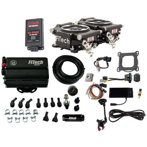FiTech Go EFI 2x4 625 HP System Force Fuel/Go Spark Fuel Injection Master Kits 93762 Matte Black With Kit
