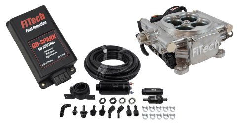 FiTech Go EFI 4 600 HP Self-Tuning Fuel Injection Systems 93101 System, System, Bright Aluminum Finish, Master Kit, Inline Pump, CDI Box, Kit