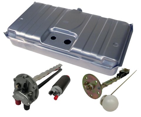 FiTech Go EFI Fuel Tank Kits for 1971-1972 NOVA, VENTURA - 58043 Tank, 20 Gallon, Steel, Silver Powdercoated, Chevrolet, Pontiac, Kit