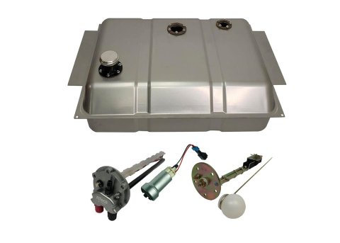 FiTech Go EFI Fuel Tank Kits 58046 Tank, Steel, Silver Powdercoated, Swap, 340 lph, 20 Gallons, Bed Fill Location, Chevy, GMC, Kit