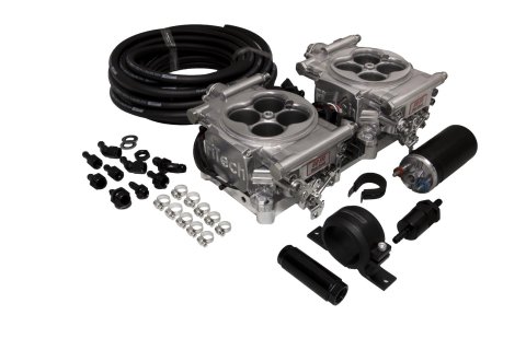 FiTech Go EFI 2x4 625 HP System Fuel Injection Master Kits 31061 System, Dual-Quad Self-Tuning, Throttle Body, Polished, Injectors, ECM, Kit