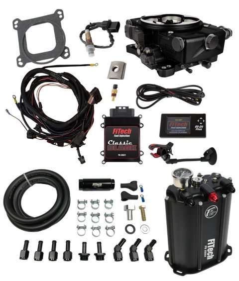 FiTech Go EFI Classic 550 HP Fuel Injection Systems with Force 35221 System, Self Tuning, Throttle Body, Satin Black, System, Kit