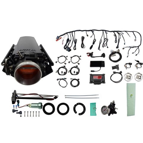 FiTech Ultimate LS EFI 1,000 HP Fuel Injection Systems with Go In-Tank Module 76133 1000 System With Long Runner Cathedral Intake, Transmission Control & In Tank 440 LPH Pump & Regulator Master Kit