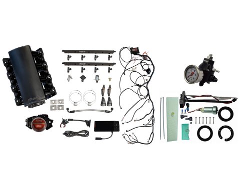 FiTech Ultimate LS EFI 750 HP Fuel Injection Systems with Go In-Tank Module 76103 Systems, System With Short Cathedral Intake, In Tank 440 LPH Pump & Regulator Master Kit