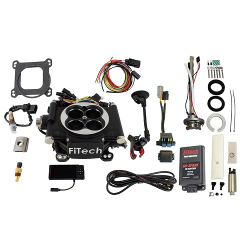 FiTech Go EFI 4 600 HP System/Go Spark Fuel Injection Master Kits 96202 Matte Black System With 340 LPH In-Tank & CDI Box Kit