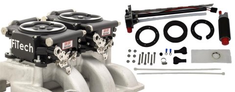 FiTech Go EFI 2x4 625 HP System Fuel Injection Master Kits 36262 System, 2x4, Dual Throttle Bodies, In-Tank Pump Module, Wiring Harness, Hardware, Matte Black Finish, Kit