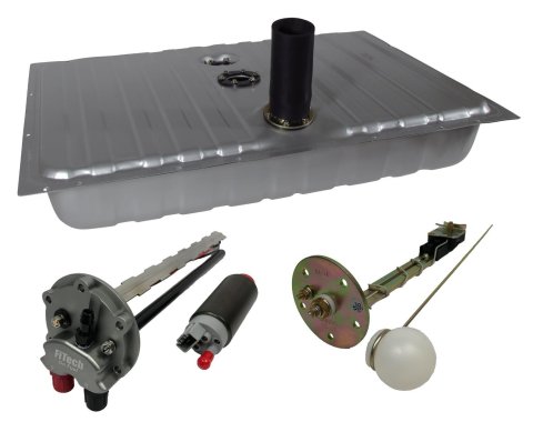 FiTech Go EFI Fuel Tank Kits for 1964-1968 MUSTANG - 58006 Tank, 16 Gallon, Steel, Silver Powdercoated, Ford, Kit