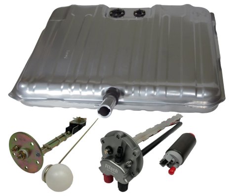 FiTech Go EFI Fuel Tank Kits for 1965-1967 GTO, LEMANS, TEMPEST - 58038 Tank, 24 Gallon, Steel, Silver Powdercoated, Pontiac, Kit