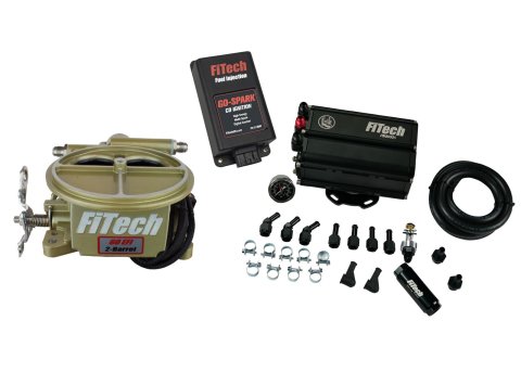 FiTech Go EFI 2-Barrel 400 HP Force Fuel Injection Master Kits 35591 Systems, 2 Barrel Classic Gold System With Mini Delivery Kit