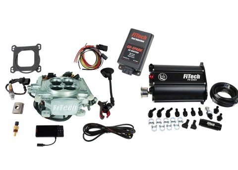 FiTech Go EFI 4 600 HP Fuel Injection Systems with Force 93506 Systems, Power Adder Bright Aluminum System With Delivery Master Kit & Spark CDI Box