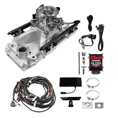 FiTech Ultra Port EFI BBC Systems 30-11-410 Fuel Injection Systems, EFI, Intake Manifold, Uni Brilliant Throttle Body, ECM, Gasoline, E85, 1000 HP, Chevy, Big Block, Oval Port, Kit