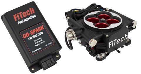 FiTech Go EFI 4 600 HP Self-Tuning Fuel Injection Systems 93004 System, System, Power Adder, Matte Black Finish, CDI Box, Kit