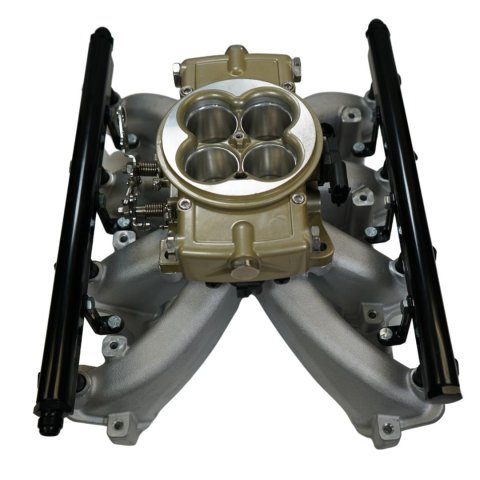 FiTech Ultimate Retro LS EFI 750 HP Fuel Injection Systems 37003 Systems, Port Classic Gold System With LS3 Intake