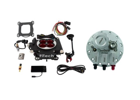 FiTech Fuel Injection Systems 36304 Systems, Go EFI 4 600 HP Power Adder Matte Black EFI System With Go Returnless In-Tank Module Master Kit