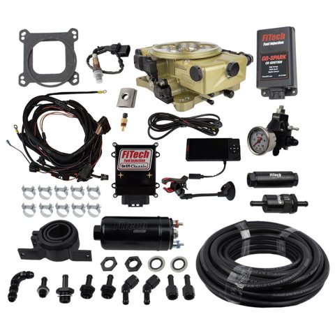 FiTech Go EFI Classic 650 HP System Inline Pump/Regulator/Go-Spark Fuel Injection Master Kits 93120 Gold With Kit Delivery
