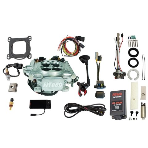 FiTech Go EFI 4 PA 600 HP System/Go Spark Fuel Injection Master Kits 96206 Power Adder Bright Aluminum System With Kit