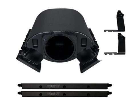 FiTech Ultimate Rebel LS Cathedral Intake Manifolds with Fuel Rails 70059 Manifold, Injected, Rebel, Short Profile, Aluminum, Black, Port, 92 mm, 102 mm, Rails, LS1, LS2, LS6, Each