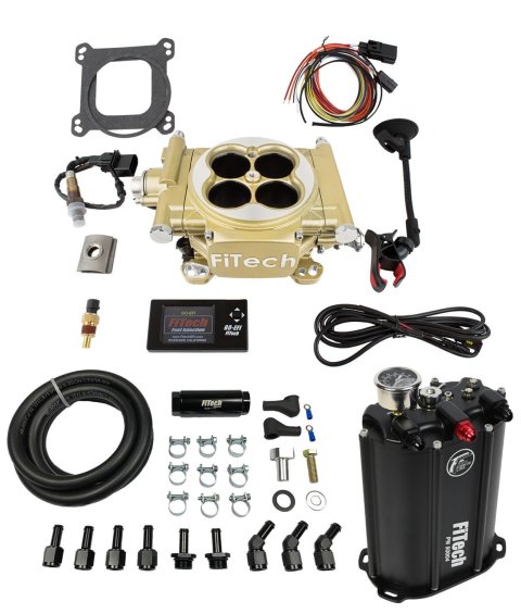 FiTech Easy Street 600 HP EFI System Force Fuel Injection Master Kits 35205 System, Self Tuning, Throttle Body, Gold, System, Kit