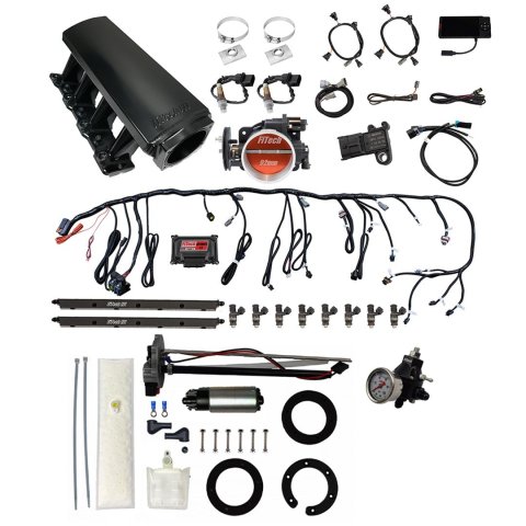FiTech Ultimate LS 500 HP EFI Long Runner Cathedral Intake Fuel Injection Master Kits 76407 System With Kit