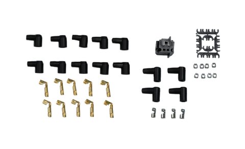FiTech Go-Spark Ceramic Spark Plug Wire Sets 90020 Wires, Go-Spark, Pre-Made, Ceramic, Black, 8mm, Spiral Core, 135 Degree Boots, Over Valve Cover, HEI, Chevy, Big Block, Set